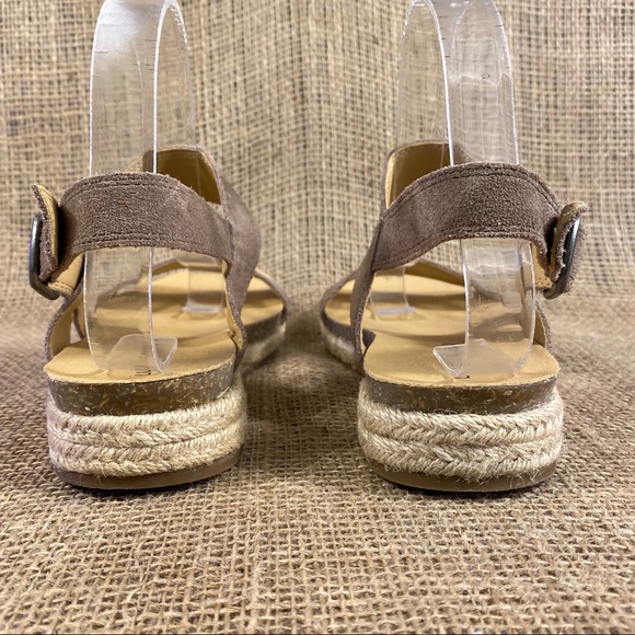 Lucky Brand Sandals Gadine Espadrille  Suede Tan Buckle Flats Women'sSize 9M - Picture 6 of 11
